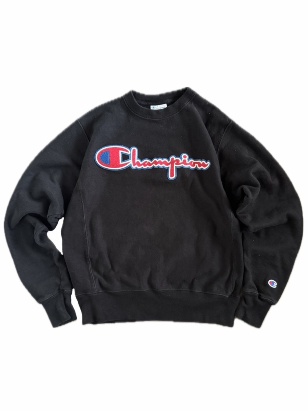 Retro-Style Champion Crewneck Black Small
